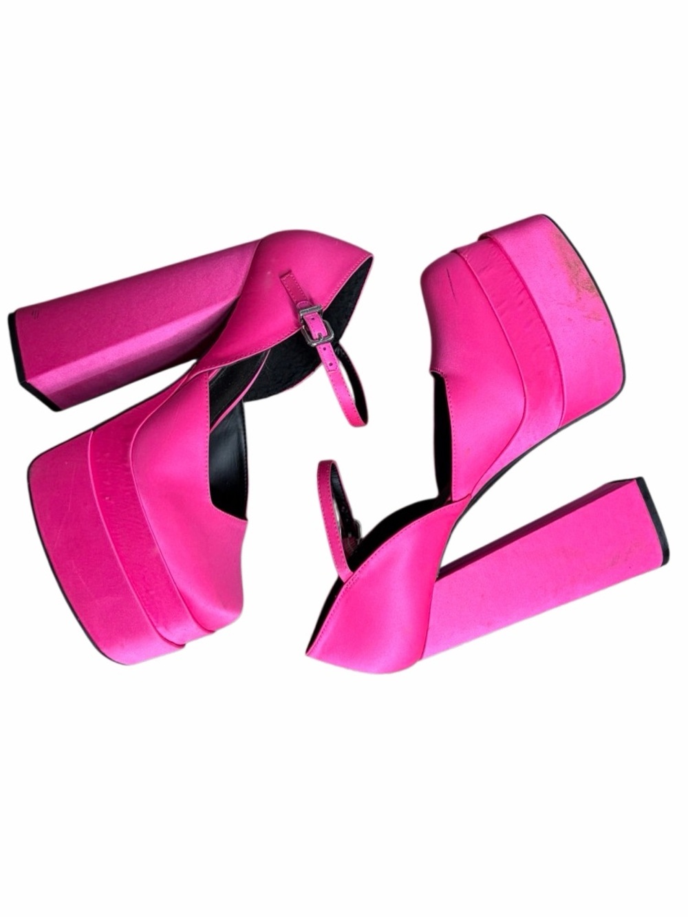 Gianni Bini Hot Pink Silk Platform Mary Jane Pumps Size 9 - Picture 5 of 10